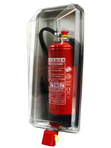 Daken Klarsichtschutzbox 12kg Feuerlöscher Feuerlöscherkasten Box Schnellverschluss